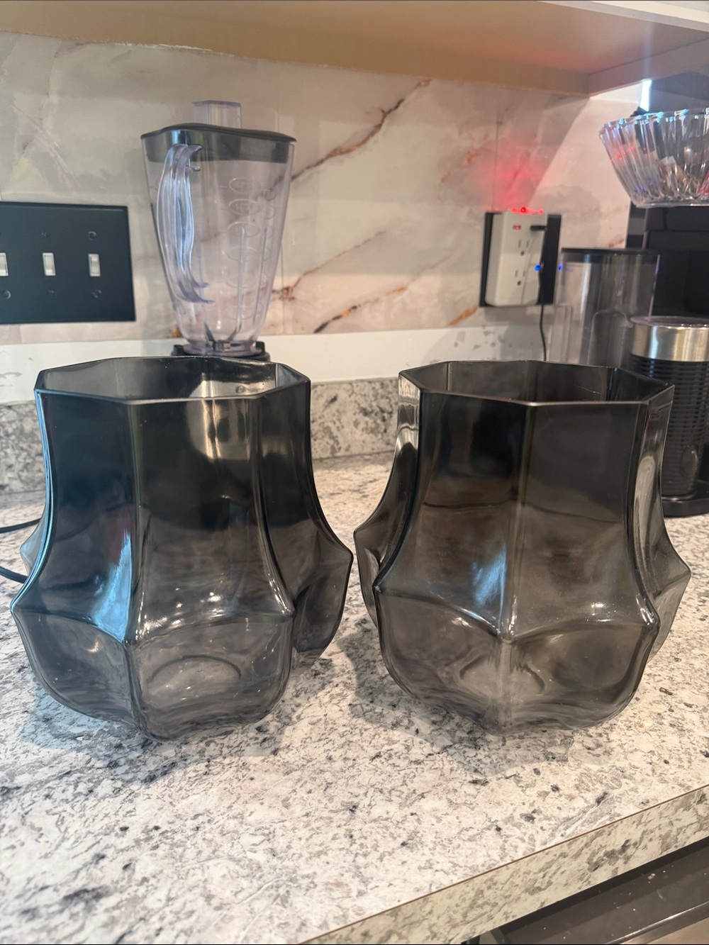 Threshold Smoky Gray Sculpted Glass Vases (Pair)